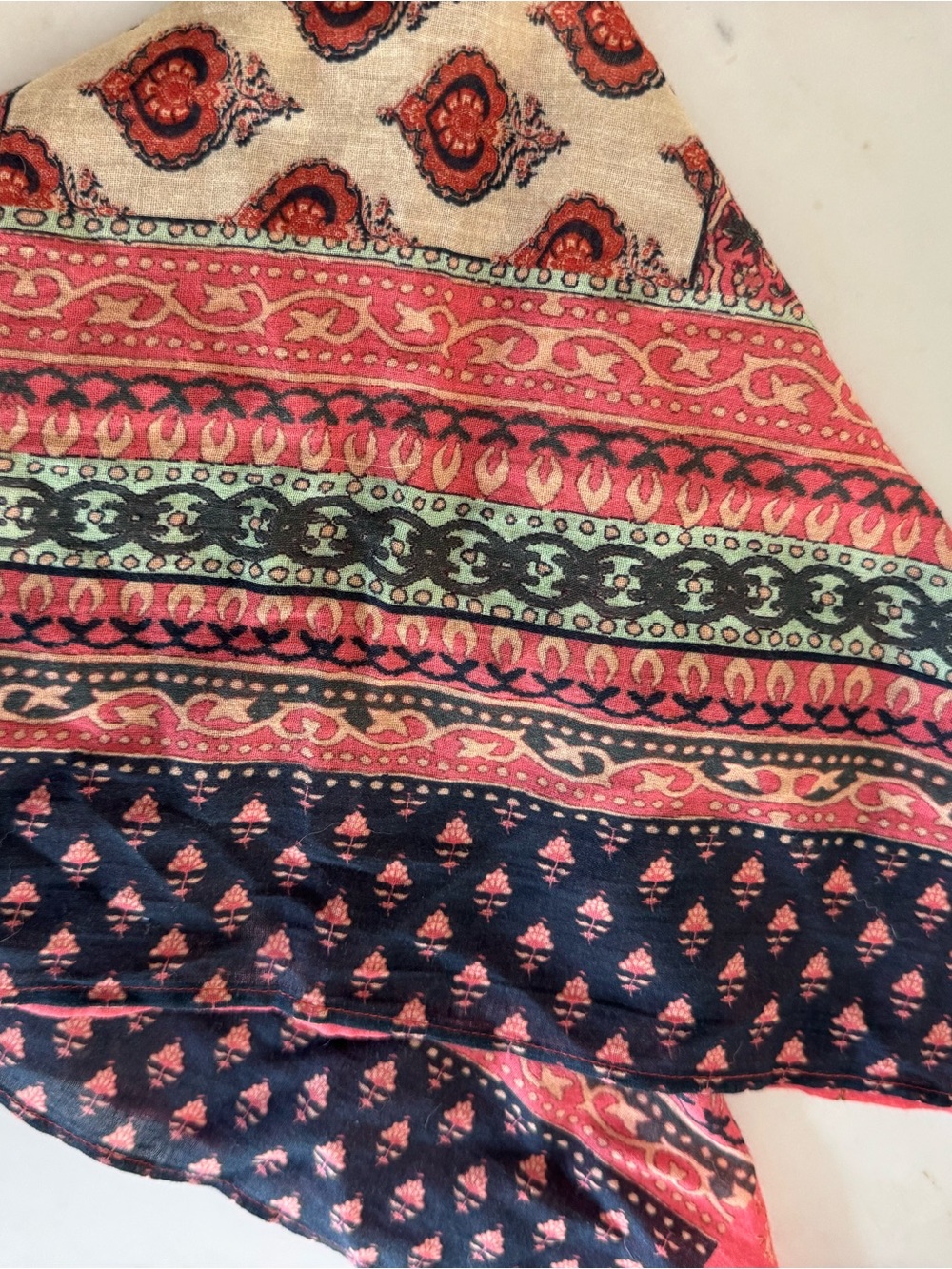 Anthropologie Printed Bandana - Coral, Navy & Mint